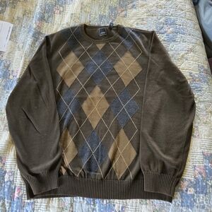 Arrow Men's Crewneck Sweater - Brown and Gray Argyle